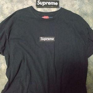 2XL Supreme Black Box Logo Tee w/free Patch